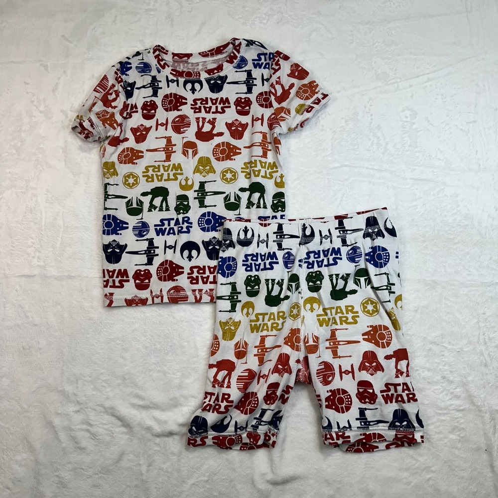 Gap Star Wars Pajama Set 8 White Multicolor Organic Cotton Kids